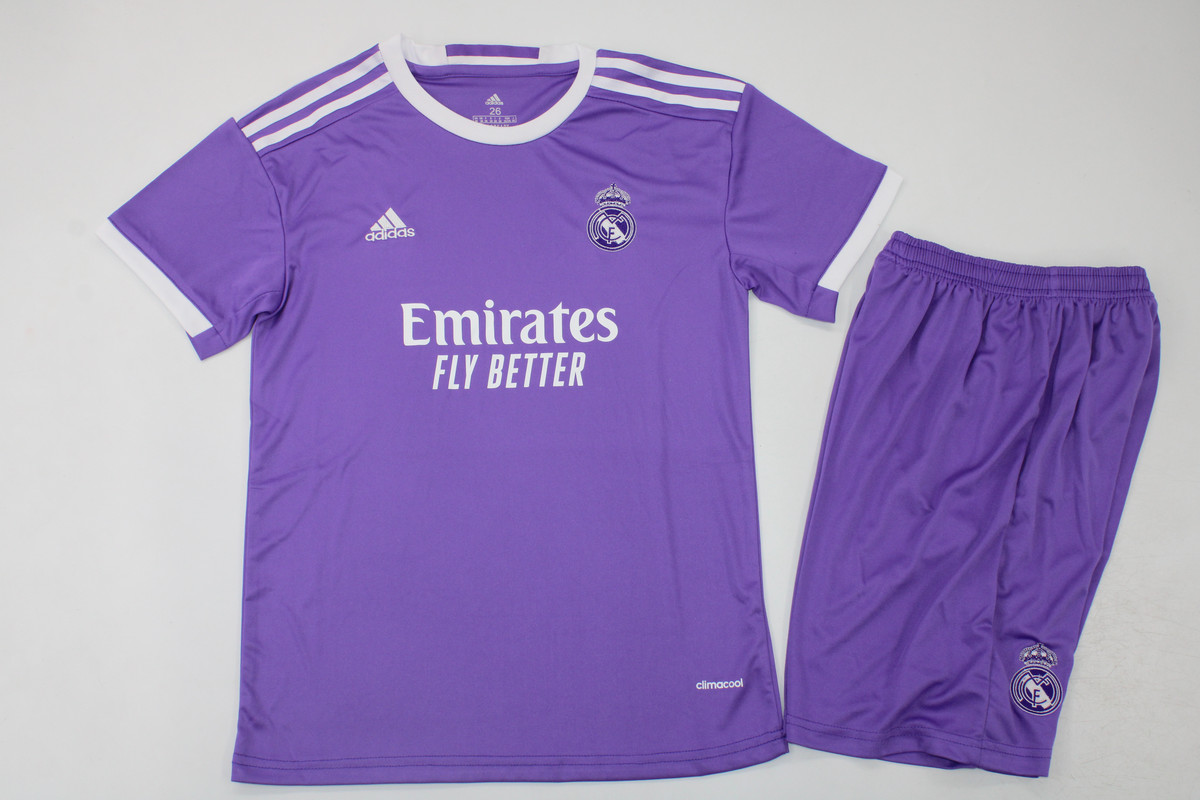 Kids-Real Madrid 16/17 Away Purple Soccer Jersey